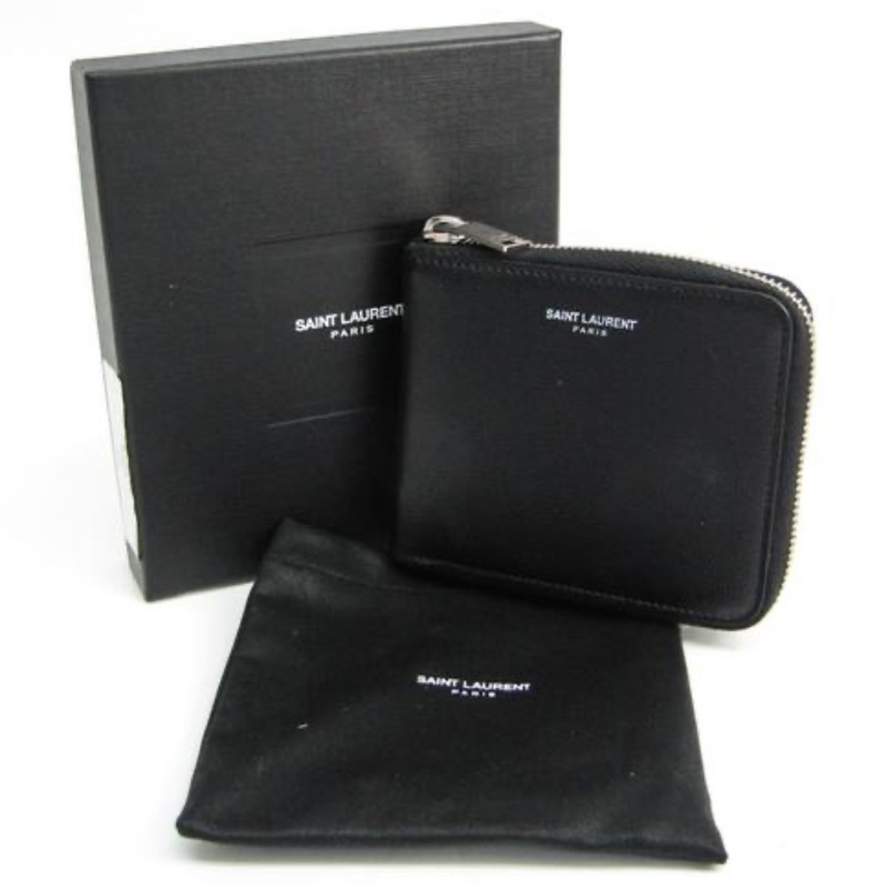Saint Laurent (YSL) zip around black leather wallet